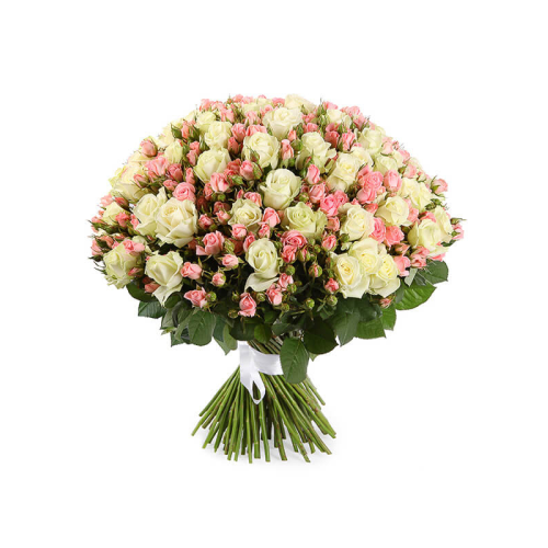 Купить на заказ Букет из 101 белой розы (микс) с доставкой в Балхаше