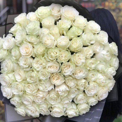 Купить на заказ Букет из 75 белых роз с доставкой в Балхаше
