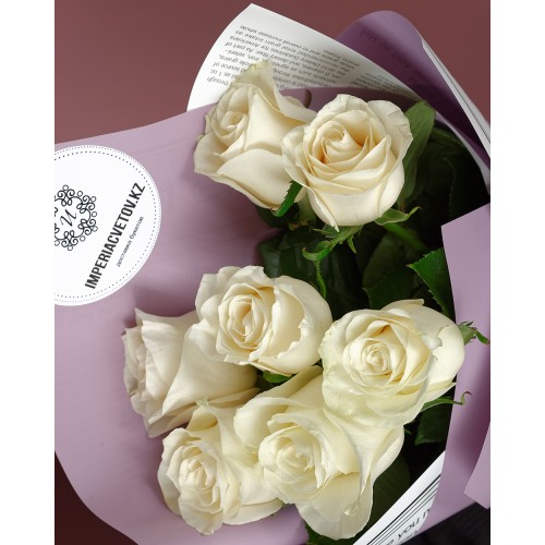 Купить на заказ Букет из 7 белых роз с доставкой в Балхаше