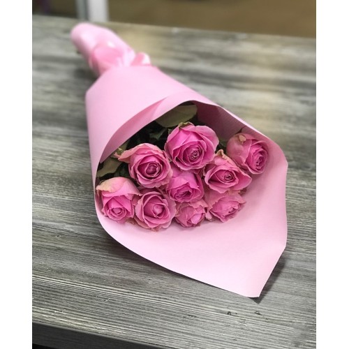 Купить на заказ Букет из 9 розовых роз с доставкой в Балхаше