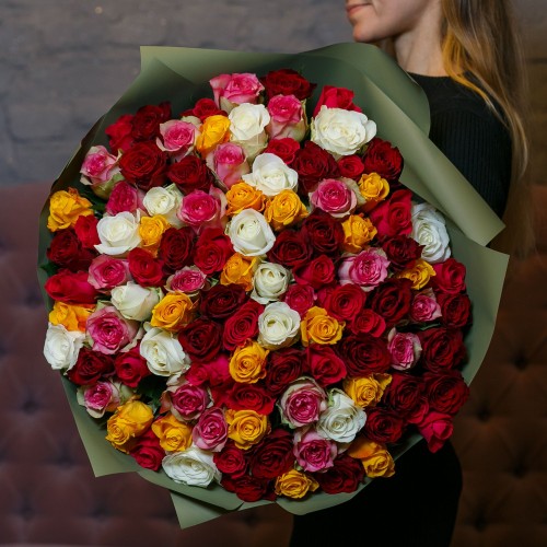 Купить на заказ Букет из 101 розы (микс) с доставкой в Балхаше